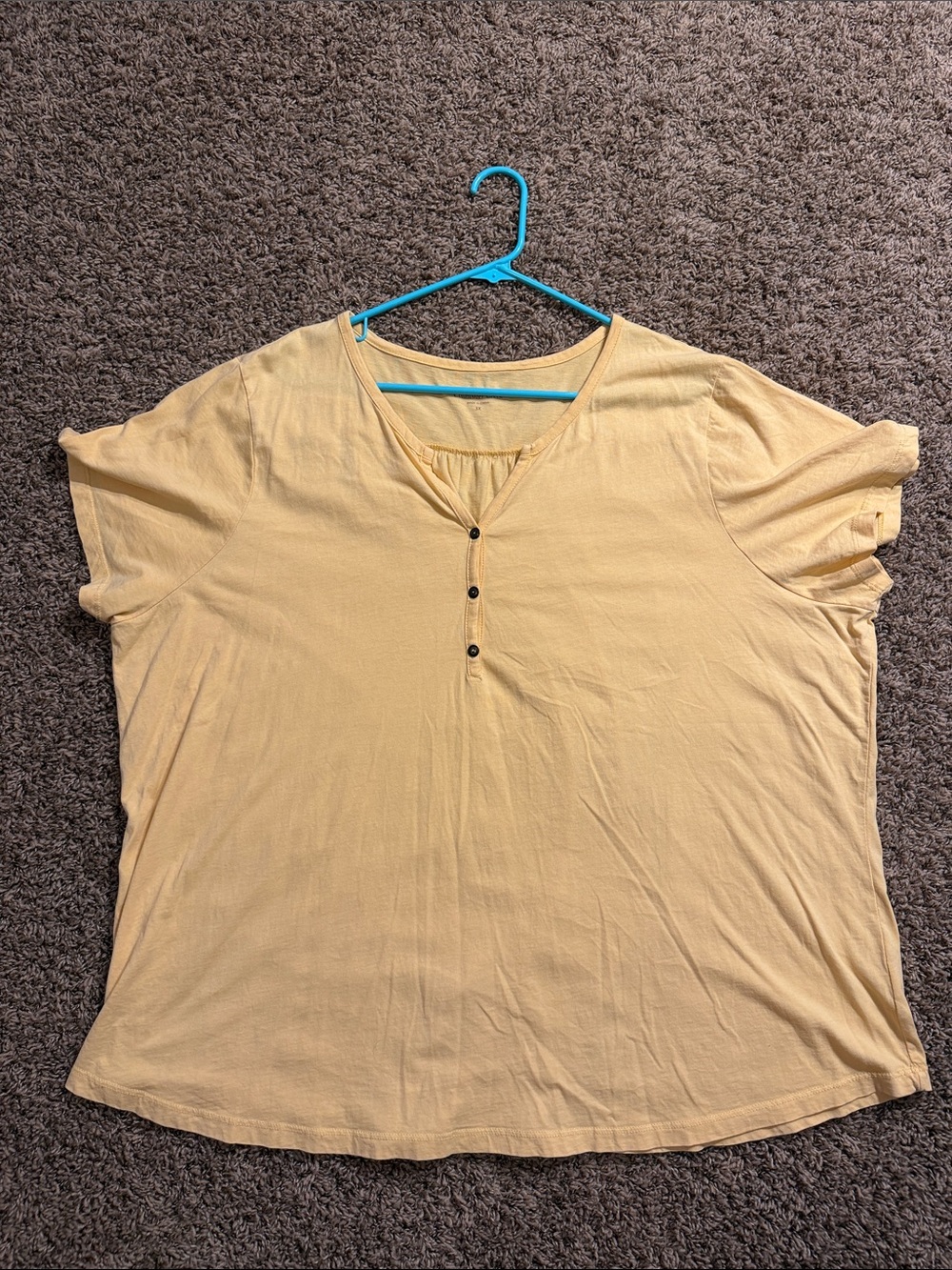 Coldwater Creek Pale Yellow Short-Sleeve Henley Top